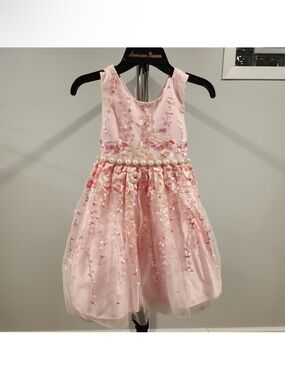 American Princess Blush Pink Floral Appliqué Tulle Dress